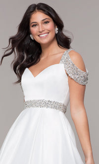 Cold-Shoulder Sweetheart Long A-Line Prom Dress