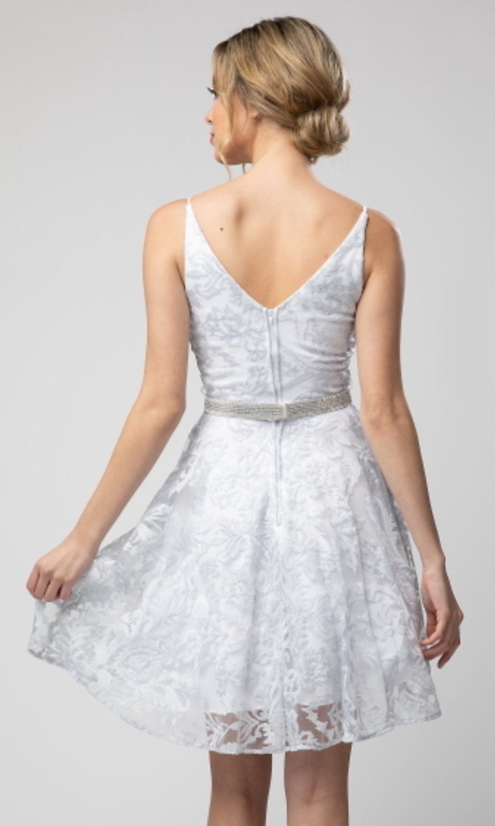 Short Lace V-Neck Prom Dress by Shail K