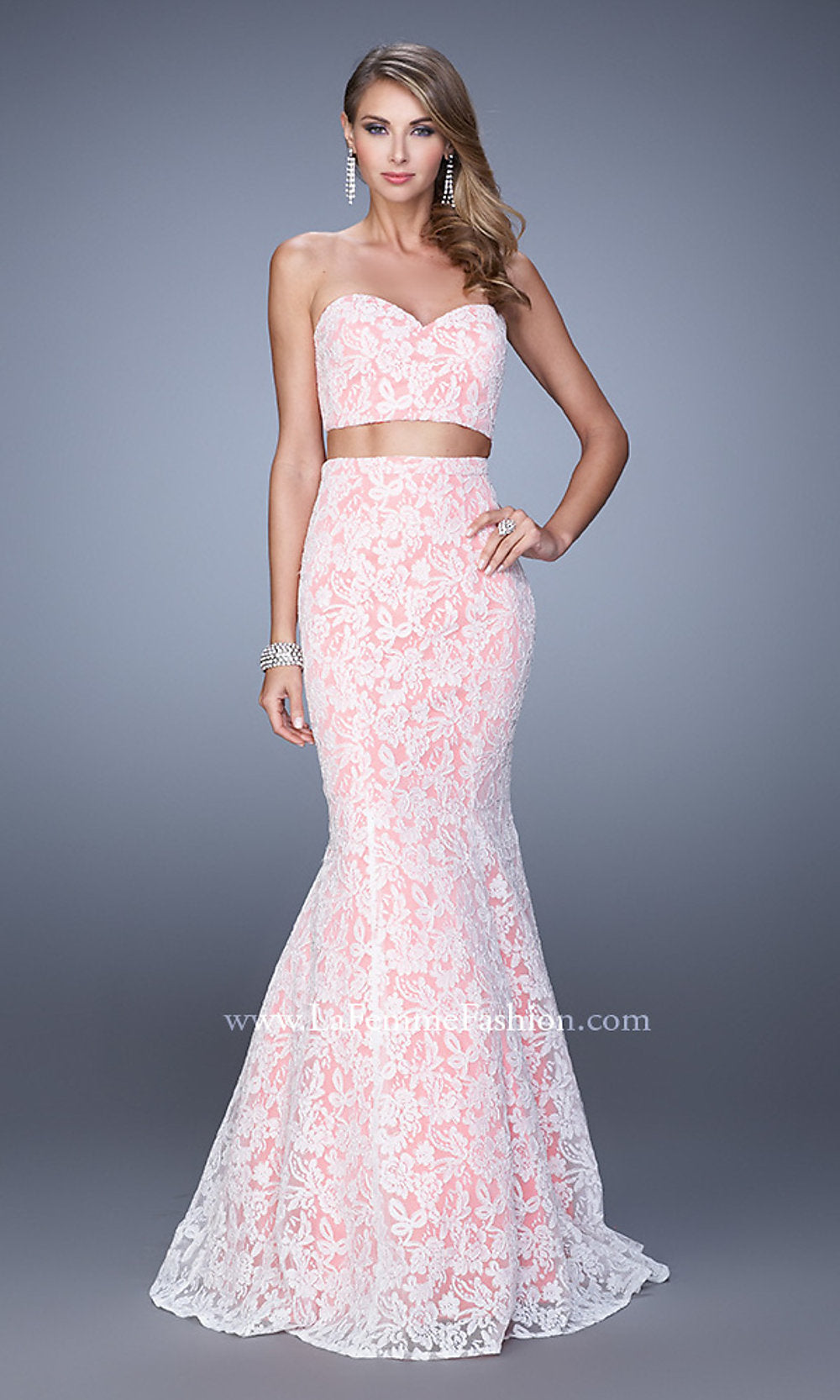 Two-Piece Long Lace Prom Dress by La Femme
