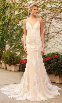 Narianna-Long White Lace Embroidered Formal Open Back Dress