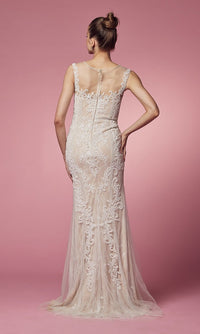 Narianna-Illusion-Sweetheart Beaded Long Prom Dress