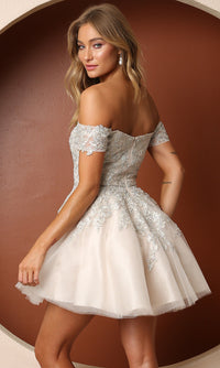 Narianna-Off-the-Shoulder Short White Homecoming Dress