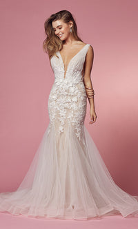 Narianna-White Lace Formal Mermaid Bridal Gown