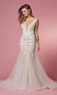 Narianna-White Lace Formal Mermaid Bridal Gown