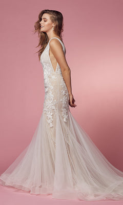 Narianna-White Lace Formal Mermaid Bridal Gown