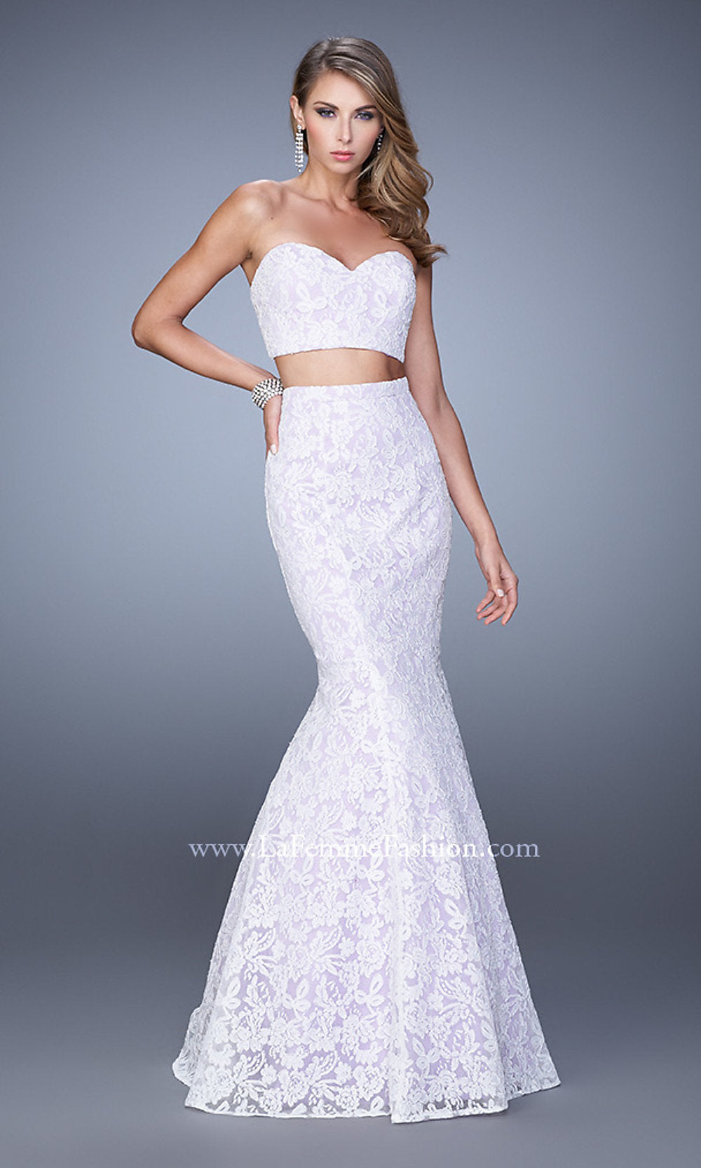 Two-Piece Long Lace Prom Dress by La Femme