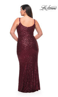 La Femme-Tight Long Plus-Size Sequin Prom Dress by La Femme