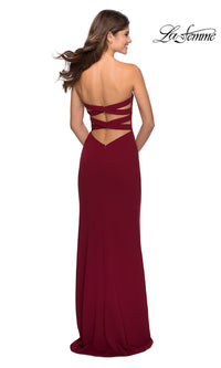 La Femme-La Femme Strappy-Back Long Strapless Prom Dress