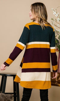 Emerald-Long Sleeve Casual Striped Fall Dress