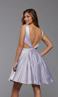 Short Satin Homecoming Dress with Side Cut Outs