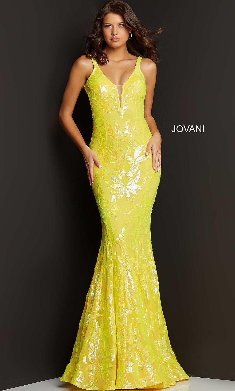Long Jovani Designer Prom Dress with Sequins -PromGirl