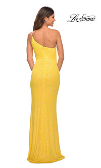 La Femme Long Sequin One-Shoulder Prom Dress