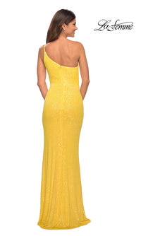 La Femme-La Femme Long Sequin One-Shoulder Prom Dress