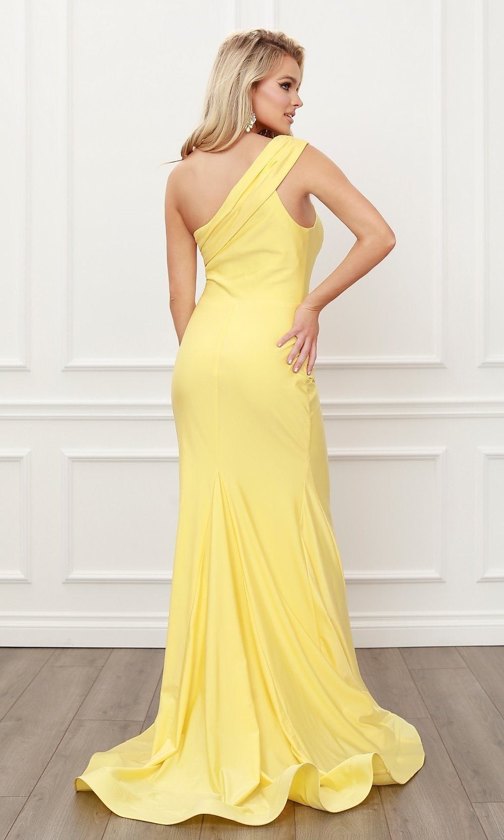 Formal One-Shoulder Satin Long Simple Prom Dress